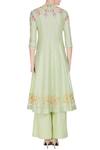 Shop_Rajat & Shraddha_Green Light Chanderi Silk Resham Embroidered Flared Kurta Set  _at_Aza_Fashions