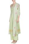 Buy_Rajat & Shraddha_Green Light Chanderi Silk Resham Embroidered Flared Kurta Set  _Online_at_Aza_Fashions