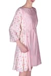 Nautanky_Pink Cotton Silk Boat Striped Dress _Online_at_Aza_Fashions