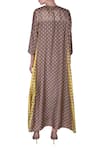 Shop_Nautanky_Yellow Cotton Silk Printed Polka Dots Round Maxi Dress  _at_Aza_Fashions