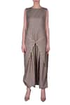 Buy_Nautanky_Brown Bateau Cotton Overlay Jumpsuit  _at_Aza_Fashions