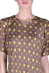 Nautanky_Yellow Cotton Silk Printed Star Round Neck Double Layer Kurta  _Online_at_Aza_Fashions