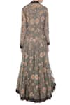 Shop_Kavita Bhartia_Grey Tunic Organza Embroidered Floral Balloon Flared With Jacket  _at_Aza_Fashions