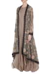 Buy_Kavita Bhartia_Grey Tunic Organza Embroidered Floral Balloon Flared With Jacket  _Online_at_Aza_Fashions