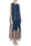 Kavita Bhartia_Blue Chiffon Embroidered Zari Jacket Open Asymmetrical Tunic With  _Online_at_Aza_Fashions