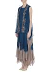 Buy_Kavita Bhartia_Blue Chiffon Embroidered Zari Jacket Open Asymmetrical Tunic With  _Online_at_Aza_Fashions