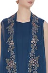 Kavita Bhartia_Blue Chiffon Embroidered Zari Jacket Open Asymmetrical Tunic With  _at_Aza_Fashions