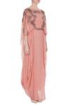 Kavita Bhartia_Peach Chiffon Round Embellished Gown  _Online_at_Aza_Fashions
