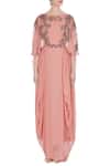 Shop_Kavita Bhartia_Peach Chiffon Round Embellished Gown  _Online_at_Aza_Fashions