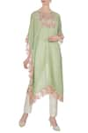 Buy_Kavita Bhartia_Green Embroidered Kaftan With Asymmetric Hemline  _at_Aza_Fashions