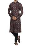 Buy_Rohit Bal_Blue Floral Print Kurta With Churidar_at_Aza_Fashions