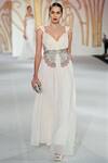 Shop_Varun Bahl_White Silk Flared Gown_at_Aza_Fashions