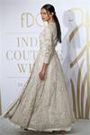 Shop_Varun Bahl_White Embroidered Flared Gown_at_Aza_Fashions