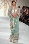 Shop_Varun Bahl_Green Embroidered Saree Set_at_Aza_Fashions