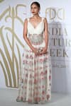 Shop_Varun Bahl_White Embroidered Flared Gown_at_Aza_Fashions