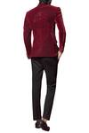 Shop_Siddartha Tytler_Maroon Velvet Blazer With Crystalized Rayon Motif_at_Aza_Fashions
