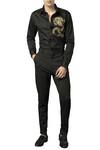 Buy_Siddartha Tytler_Black Cotton Dragon Motif Button-down Shirt With Embellished _at_Aza_Fashions