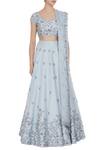 Shop_Pooja Peshoria_Blue Habutai Silk Embroidered Sequin Round Hand Bridal Lehenga Set _Online_at_Aza_Fashions