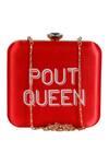 Buy_Puneet Gupta_Red Pout Queen Print Clutch _at_Aza_Fashions
