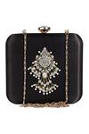 Buy_Puneet Gupta_Black Gold Zardozi Embroidered Festive Clutch _at_Aza_Fashions