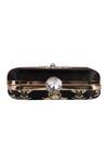 Shop_Puneet Gupta_Black Gold Zardozi Embroidered Festive Clutch _at_Aza_Fashions