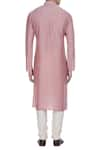 Shop_Krishna Mehta_Pink Silk Print Block Pastel Colored Kurta _at_Aza_Fashions