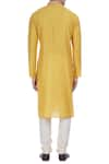 Shop_Krishna Mehta_Yellow Silk Print Block Kurta With Button Placket _at_Aza_Fashions