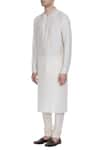 Buy_Krishna Mehta_Off White Tussar Silk Embroidery Thread Block Printed Kurta With Churidar _Online_at_Aza_Fashions