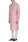 Buy_Krishna Mehta_Pink Cotton Silk Embroidery Thread Block Printed Kurta _Online_at_Aza_Fashions