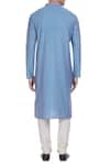 Shop_Krishna Mehta_Blue Cotton Silk Block Printed Kurta With Embroidered Placket _at_Aza_Fashions