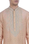 Krishna Mehta_Green Tie And Dye Tussar Silk Kurta_at_Aza_Fashions