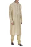 Buy_Krishna Mehta_Green Tussar Silk Tie-dye Kurta With Churidar_at_Aza_Fashions