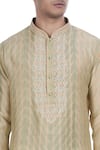 Krishna Mehta_Green Tussar Silk Tie-dye Kurta With Churidar_at_Aza_Fashions