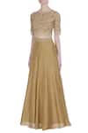 Buy_Malasa_Gold Georgette Embroidery Pearls Raw Silk And Hand Sequin Lehenga With Blouse_Online_at_Aza_Fashions