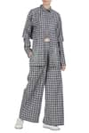 Buy_Two Point Two_Grey Checkered Pattern Retro Flared Pants_at_Aza_Fashions