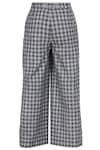 Two Point Two_Grey Checkered Pattern Retro Flared Pants_Online_at_Aza_Fashions