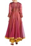 Shop_LATHA PUTTANNA_Pink Chanderi Embroidered Thread Notched Kurta With Pants And Dupatta _at_Aza_Fashions