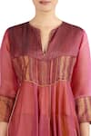 Buy_LATHA PUTTANNA_Pink Chanderi Embroidered Thread Notched Kurta With Pants And Dupatta _Online_at_Aza_Fashions