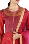 Buy_Latha Puttanna_Red Chanderi Thread Work Round Neck Embroidered Kurta Set With Dupatta _Online_at_Aza_Fashions