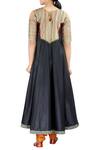 Shop_Latha Puttanna_Black Silk Thread Work Keyhole Round Neck Cold Shoulder Kurta Set _at_Aza_Fashions