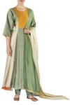 Buy_Latha Puttanna_White Silk Thread Work Round Neck Panel Embroidered Kurta Set _at_Aza_Fashions