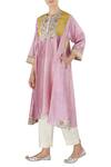 Buy_LATHA PUTTANNA_Pink Chanderi Asymmetric Tunic With Pant_at_Aza_Fashions