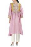 Shop_LATHA PUTTANNA_Pink Chanderi Asymmetric Tunic With Pant_at_Aza_Fashions