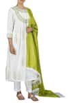 Buy_Latha Puttanna_White Chanderi Embroidered Thread Work Round Pintuck Kurta With Pants  _at_Aza_Fashions