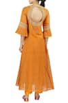 Shop_Latha Puttanna_Orange Chanderi Zari Work Round Neck Kurta Set _at_Aza_Fashions