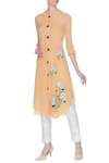 Buy_Desert Shine by Sulochana Jangir_Yellow Long Kurta With Resham Embroidery  _at_Aza_Fashions