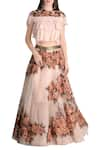 Buy_Not So Serious By Pallavi Mohan_Pink Floral Sequin Lehenga With Tiered Blouse_at_Aza_Fashions