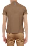Shop_Lacquer Embassy_Brown Linen Plain Cuban Collar Shirt _at_Aza_Fashions