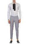 Buy_Lacquer Embassy_Grey Nautical Slim Fit Cotton Twill Trousers For Men_at_Aza_Fashions