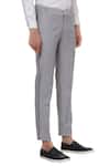 Lacquer Embassy_Grey Nautical Slim Fit Cotton Twill Trousers For Men_Online_at_Aza_Fashions